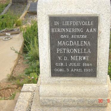 MERWE Magdalena Petronella, v.d. 1884-1957
