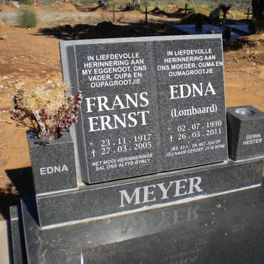 MEYER Frans Ernst 1917-2005 &amp; Edna LOMBAARD 1930-2011