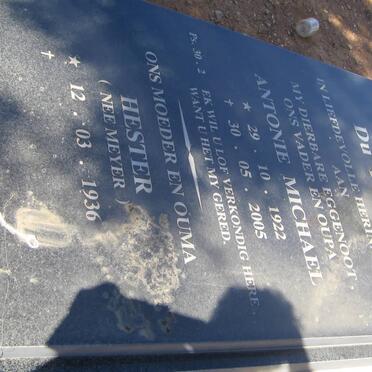 PREEZ Antonie Michael, du 1922-2005 &amp; Hester MEYER 1936-