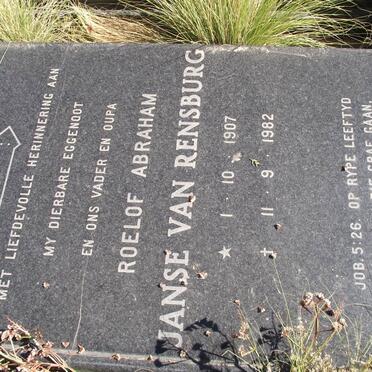 RENSBURG Roelof Abraham, Janse van 1907-1982