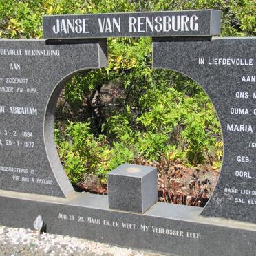 RENSBURG Roelof Abraham, Janse van 1884-1972 &amp; Maria Susanna MEYER 1898-1992