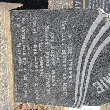 REYNOLDS Susanna Maria nee HAMMAN 1889-1954