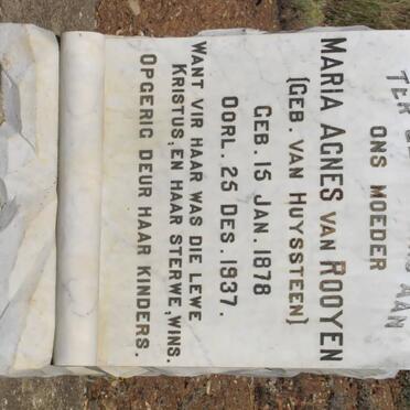 ROOYEN Maria Agnes, van nee van HUYSSTEEN 1878-1937