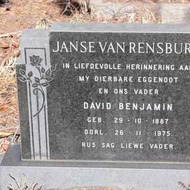 RENSBURG David Benjamin, Janse van 1887-1975