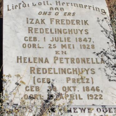 REDELINGHUYS Izak Frederik 1847-1928 &amp; Helena Petronella du PREEZ 1846-1922