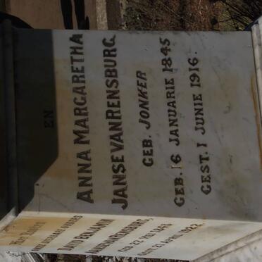 RENSBURG Anna Margaretha, Janse van nee JONKER 1845-1916
