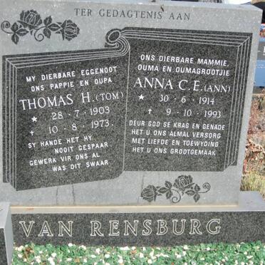 RENSBURG Thomas H., van 1903-1973 &amp; Anna C.E. 1914-1993