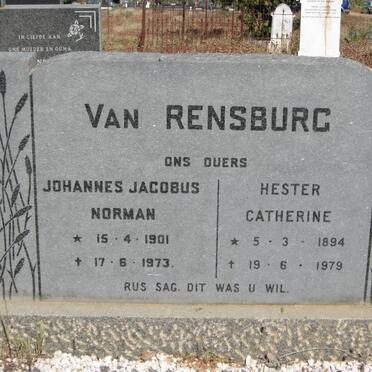 RENSBURG Johannes Jacobus Norman, van 1901-1973 &amp; Hester Catherine 1894-1979