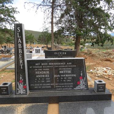 SLABBERT Hendrik Andries 1928-1983 &amp; Hettie VAN ROOYEN 1944-2013