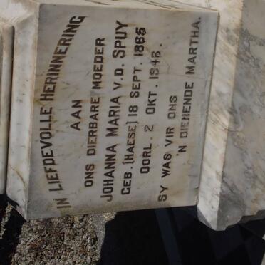 SPUY Johanna Maria, v.d. nee HAESE 1885-1946