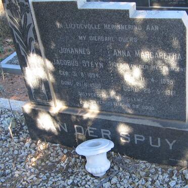 SPUY Johannes Jacobus Steyn, van der 1894-1960 &amp; Anna Margaretha van der WESTHUIZEN 1895-1961