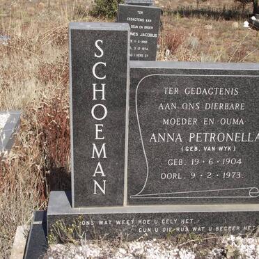 SCHOEMAN Anna Petronella nee van WYK 1904-1973