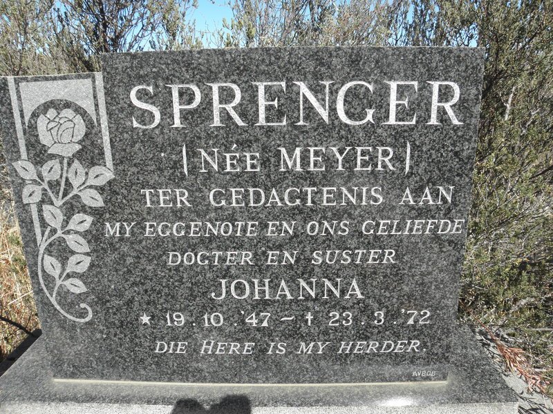 SPRENGER Johanna nee MEYER 1947-1972