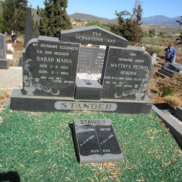 STANDER Matthys Petrus Hendrik 1916-1975 &amp; Sarah Maria 1922-1963 :: STANDER Benjamin Anton 1954-1966