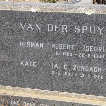 SPUY Herman Hubert, van der 1888-1968 &amp; Kate A.C.  ZONDAGH 1896-1968