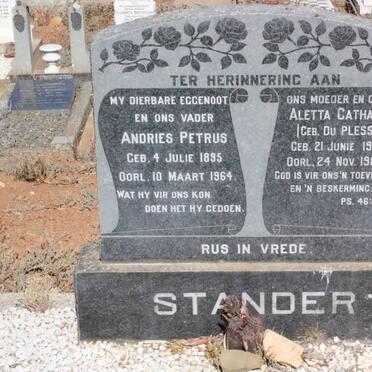 STANDER Andries Petrus 1895-1964 &amp; Aletta Catharina du PLESSIS 1905-1983