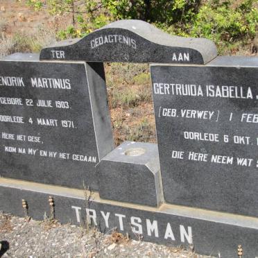 TRYTSMAN Hendrik Martinus 1903-1971 &amp; Gertruida Isabella Jacoba VERWEY 1905-1970