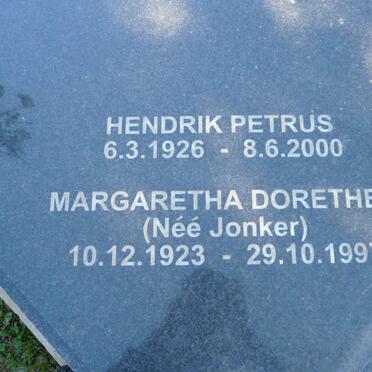 TERBLANCHE Hendrik Petrus 1926-2000 &amp; Margaretha Dorethea JONKER 1923-1997