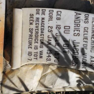 TOIT Andries Jacobus, du 1870-1949