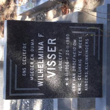 VISSER Wilhelmina F. nee GREEFF 1906-1980