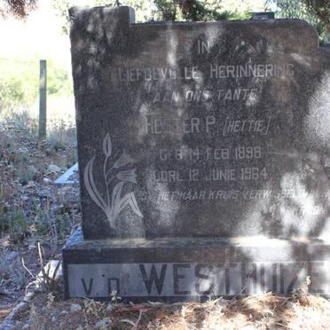 WESTHUIZEN Hester P., van der 1898-1964