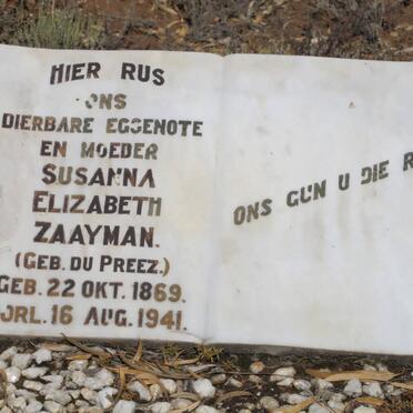 ZAAYMAN Susanna Elizabeth nee du PREEZ 1869-1941