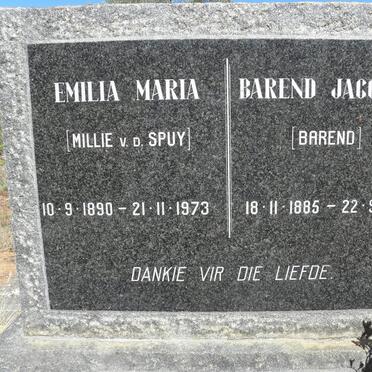? Barend Jacobus 1885-1973 &amp; Emilia Maria v.d. SPUY 1890-1973