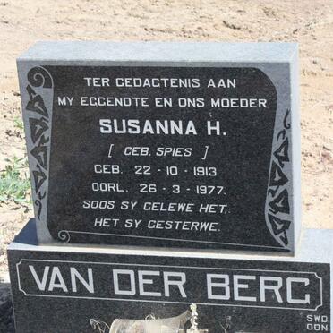 BERG Susanna H, van den nee SPIES 1913-1977