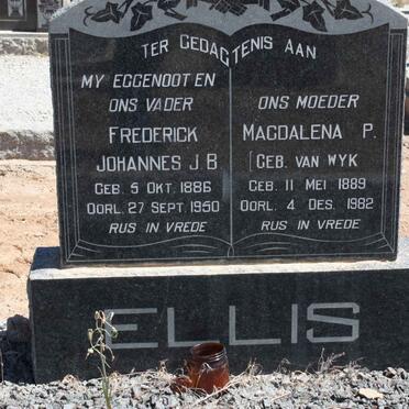 ELLIS Frederick Johannes J.B. 1886-1950 &amp; Magdalena P. VA WYK 1889-1982