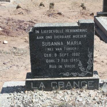 GRANGE Susanna Maria, la nee VAN TONDER 1882-1945