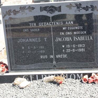 GELDERBLOM Johannes T. 1911-1991 &amp; Jacoba Isabella 1913-1981