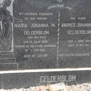 GELDERBLOM Andries Johannes 1884-1967 &amp; Maria Johanna M. VAN WYK 1888-1955