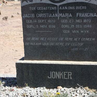 JONKER Jacob Christiaan 1870-1956 &amp; Maria Francina VAN WYK 1870-1948