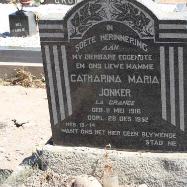 JONKER Catharina Maria nee LA GRANGE 1916-1952