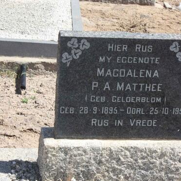 MATTHEE Magdalena P.A. nee GELDERBLOM 1895-1958