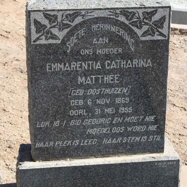 MATTHEE Emmarentia Catharina nee OOSTHUIZEN 1869-1955