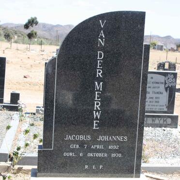 MERWE Jacobus Johannes, van der 1892-1970