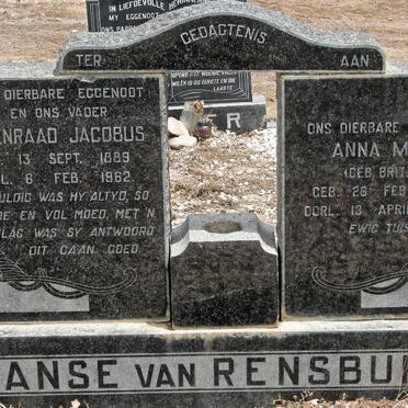 RENSBURG Coenraad Jacobus, Janse van 1889-1962 &amp; Anna M.S. BRITZ 1899-1973