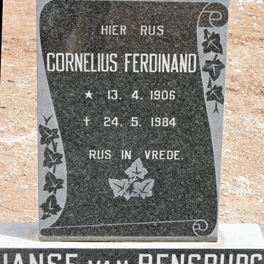 RENSBURG Cornelius Ferdinand, Janse van 1906-1984