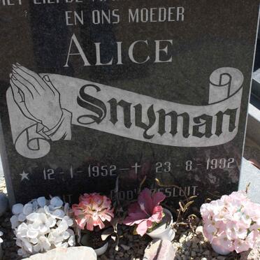 SNYMAN Alice 1952-1992