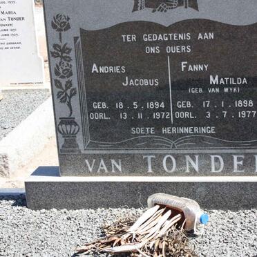 TONDER Andries Jacobus, van 1894-1972 &amp; Fanny Matilda VAN WYK 1898-1977