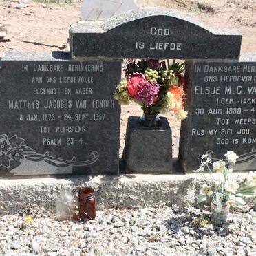 TONDER Matthys Jacobus, van 1873-1957 &amp; Elsje M.C. JACKSON 1880-1963 