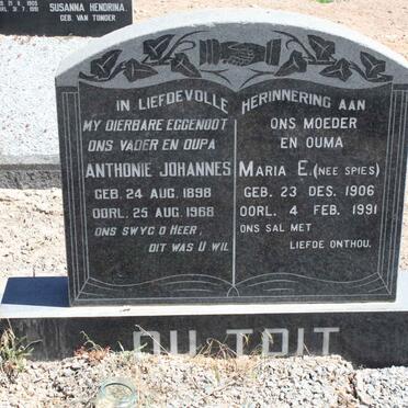 TOIT Anthonie Johannes, du 1898-1968 &amp; Maria E. SPIES 1906-1991
