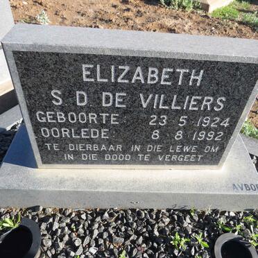 VILLIERS Elizabeth S.D., de 1924-1992