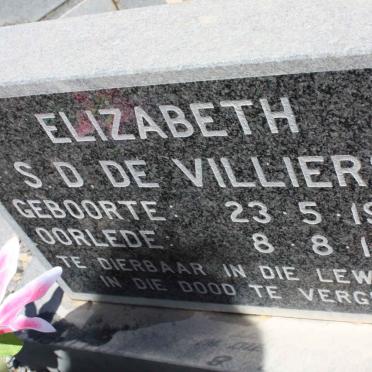 VILLIERS Elizabeth S.D., de 1924-1992