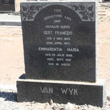 WYK Gert Francois, van 1870-1947 &amp; Emmerentia Maria 1868-1952
