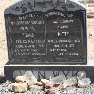 WYK Frans, van 1888-1966 &amp; Kitty BADENHORST 1903-1970