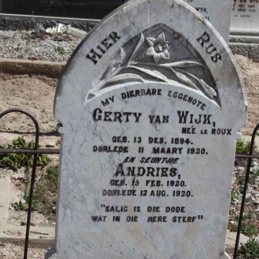 WIJK Gerty, van nee LE ROUX 1894-1920 :: VAN WIJK Andries 1920-1920