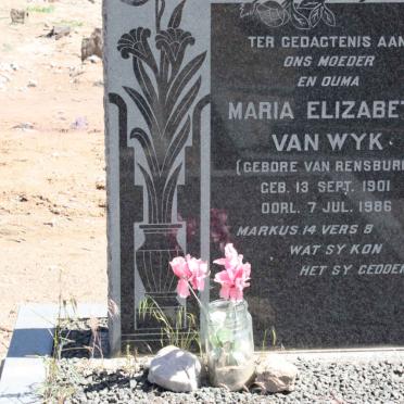 WYK Maria Elizabeth, van nee VAN RENSBURG 1901-1986
