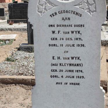 WYK W.F., van 1871-1936 &amp; E.H. nee KLEYNHANS 1876-1929